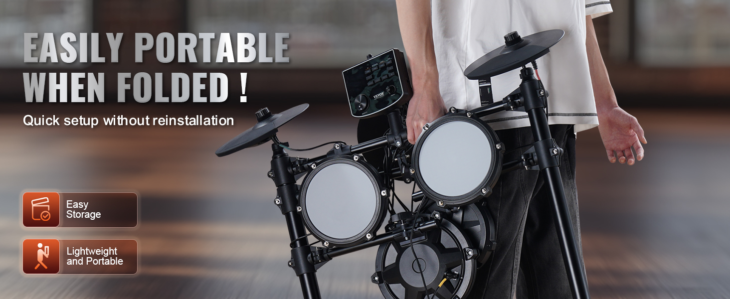 Electric Drum Set With Mesh Pads And Usb Midi For Beginners_voghion.com