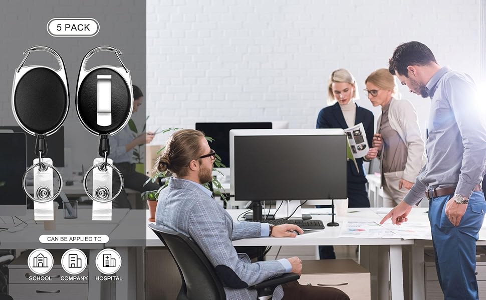 Robust utdragbar korthållare med karbinhake och nyckelring_voghion.com