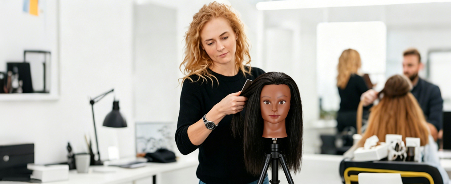 Testa per parrucchieri con capelli 100% veri per acconciature_voghion.com
