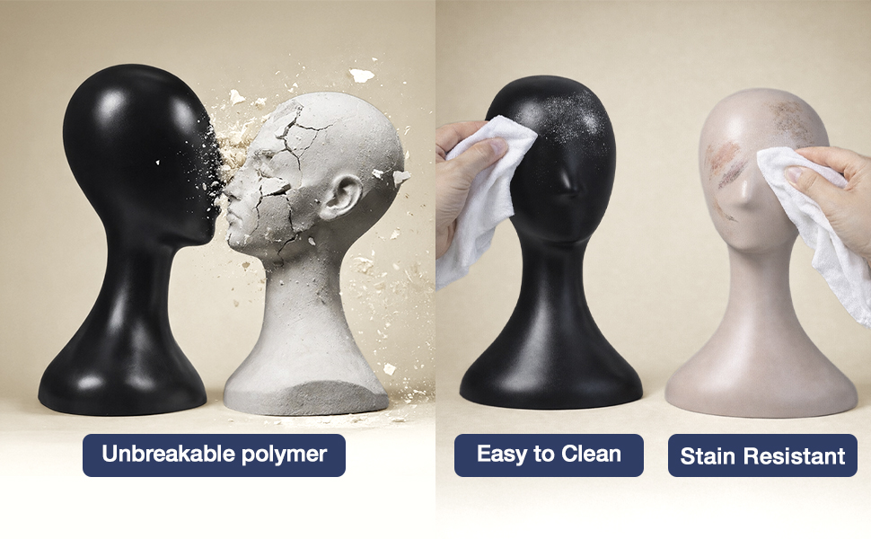 Testa per parrucche professionale nera in plastica per salone_voghion.com