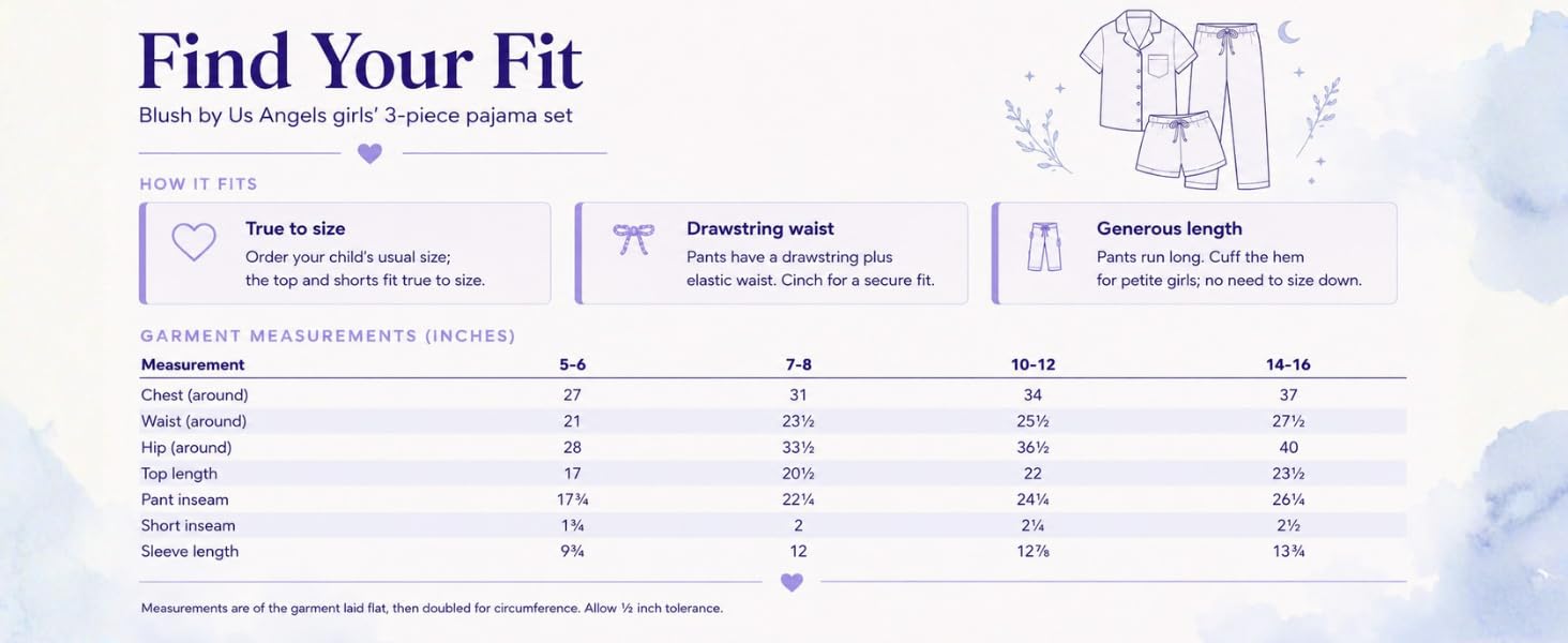 Us angels flickor pyjamas set 3-delar kort ärm med shorts_voghion.com
