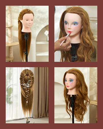 Echt haar oefenhoofd voor kappers en make-up styling oefeningen_voghion.com