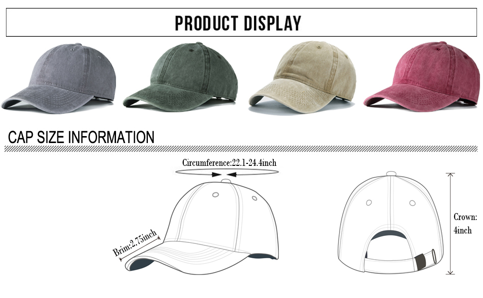 Unisex Washed Cotton Dad Hat Adjustable Vintage Baseball Cap_voghion.com